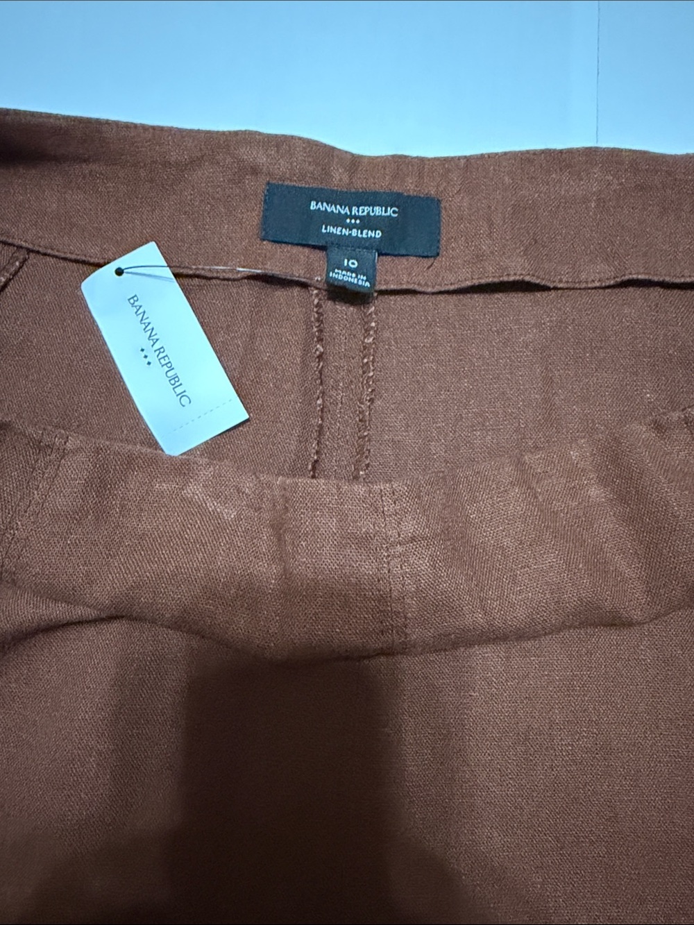 Banana Republic Linen-Blend A-Line Midi Skirt Rust Brown 10 NWT - Picture 4 of 6